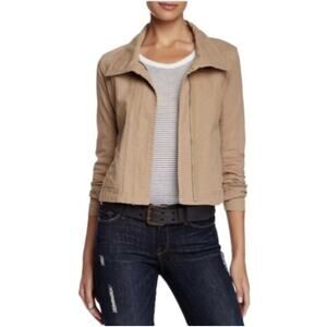 Standard James Perse Jacket Womens XL Tan Khaki Moto Cropped Open Utility Cotton